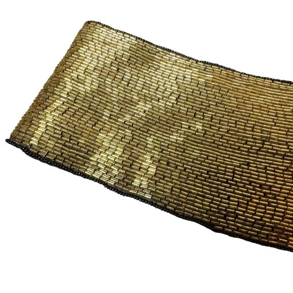 Vtg with Tags Christian Dior Ceintures M/L Gold Beaded Satin Lined Waist Belt - Picture 8 of 10